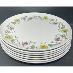 MELMAC 7 Dinner Plates Debonaire Floral Design MELAMINE Dinnerware 10 Inch
